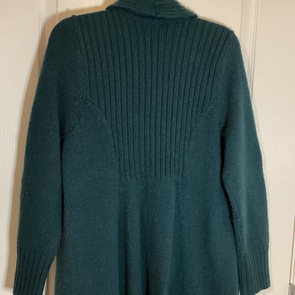 Wallis Women's Open Front Cardigan Duster Size M Dark Green Chunky Warm - Picture 5 of 8